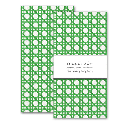 Disposable Slim Luxury Napkins - Wicker Cane Green