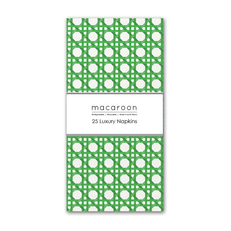 Disposable Slim Luxury Napkins - Wicker Cane Green