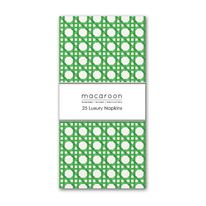 Disposable Slim Luxury Napkins - Wicker Cane Green