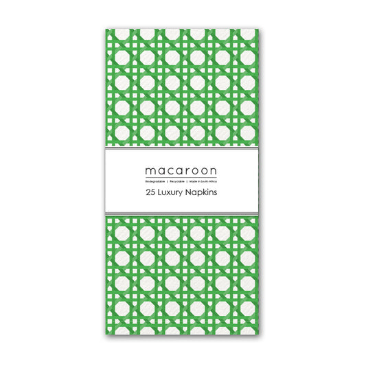 Disposable Slim Luxury Napkins - Wicker Cane Green