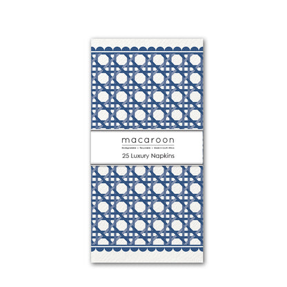 Disposable Slim Luxury Napkins - Wicker Cane Blue
