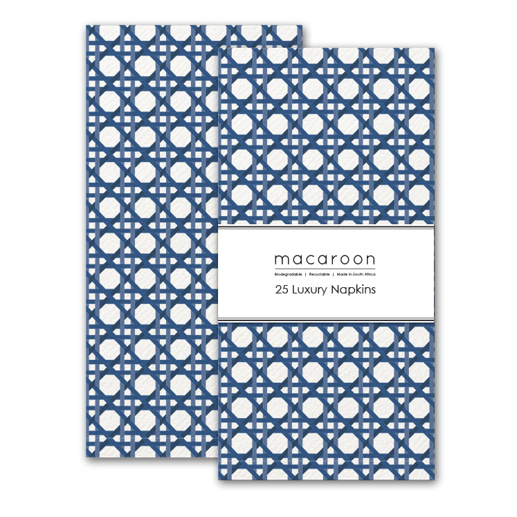 Disposable Slim Luxury Napkins - Wicker Cane Blue