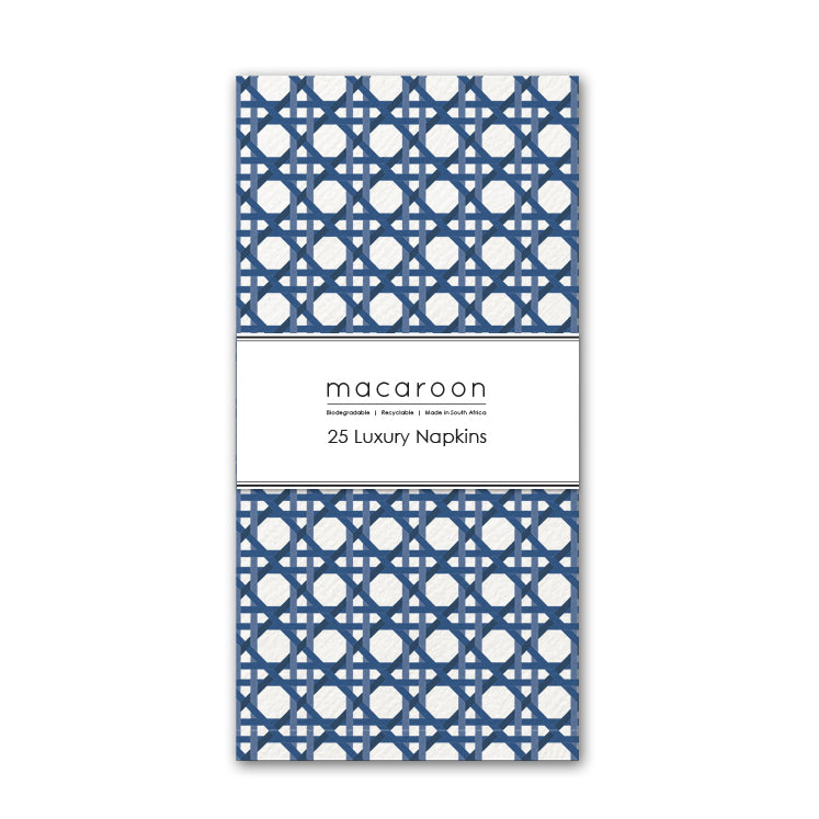 Disposable Slim Luxury Napkins - Wicker Cane Blue