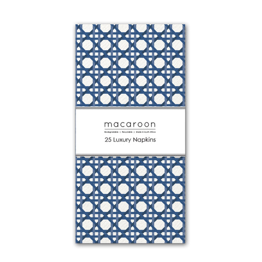 Disposable Slim Luxury Napkins - Wicker Cane Blue