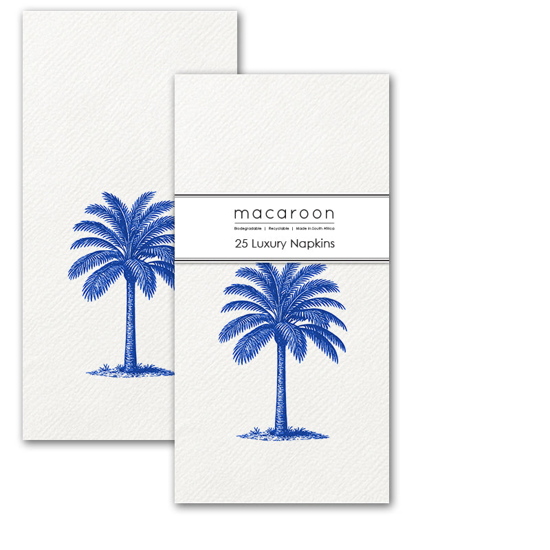 Disposable Slim Luxury Napkins - Palm Royale Blue