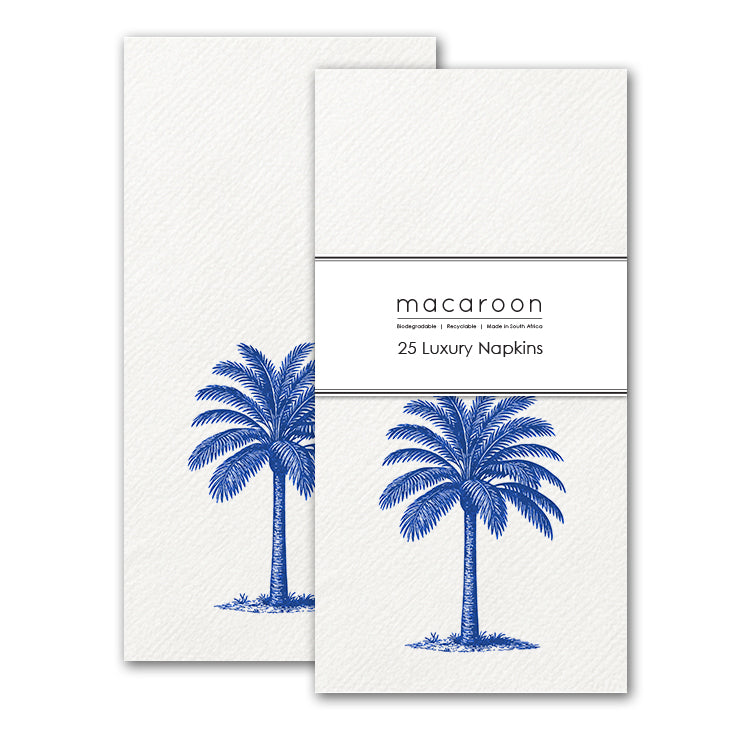 Disposable Slim Luxury Napkins - Palm Royale Blue