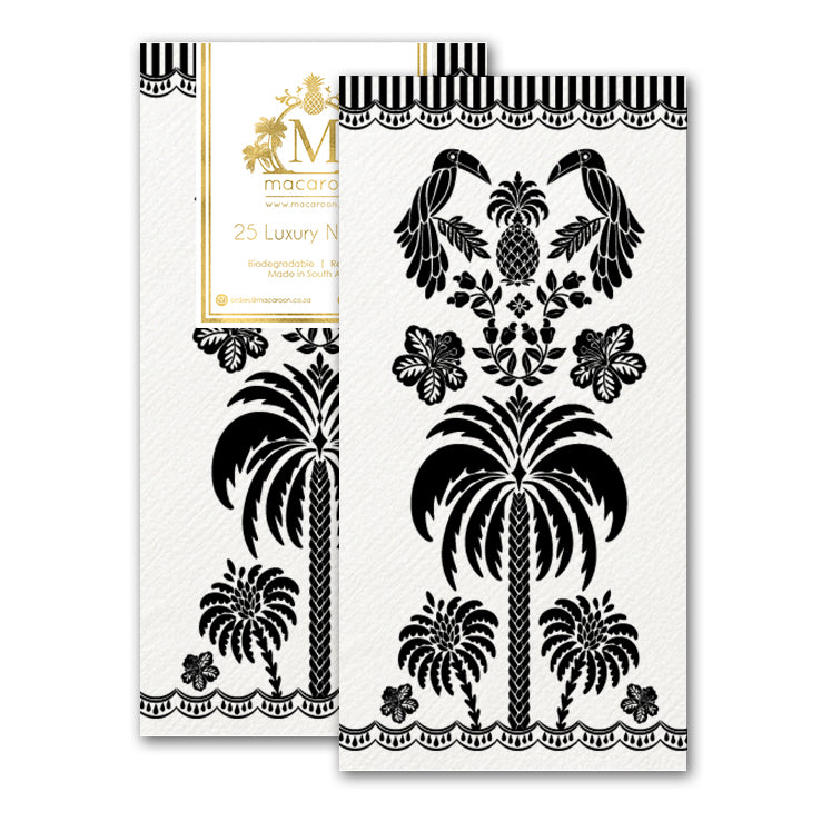 Disposable Slim Luxury Napkins - Black Palm & Plume