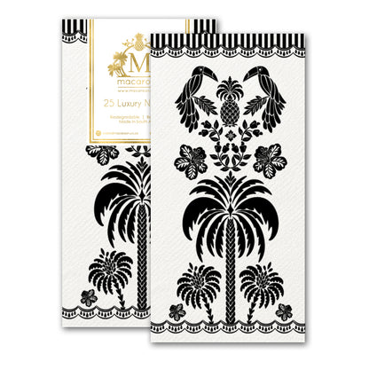 Disposable Slim Luxury Napkins - Black Palm & Plume