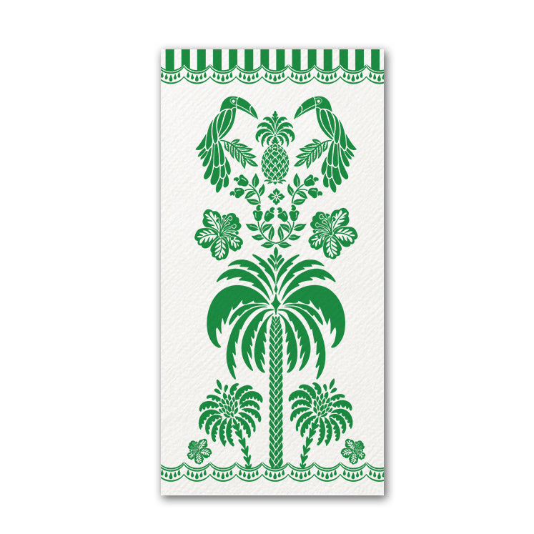 Disposable Slim Luxury Napkins - Green Palm & Plume