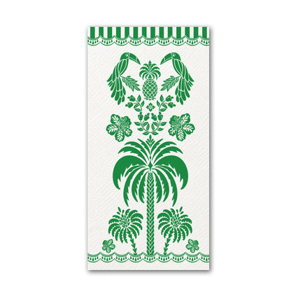 Disposable Slim Luxury Napkins - Green Palm & Plume