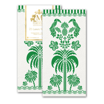 Disposable Slim Luxury Napkins - Green Palm & Plume