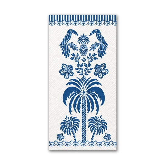 Disposable Slim Luxury Napkins - Navy Palm Plume