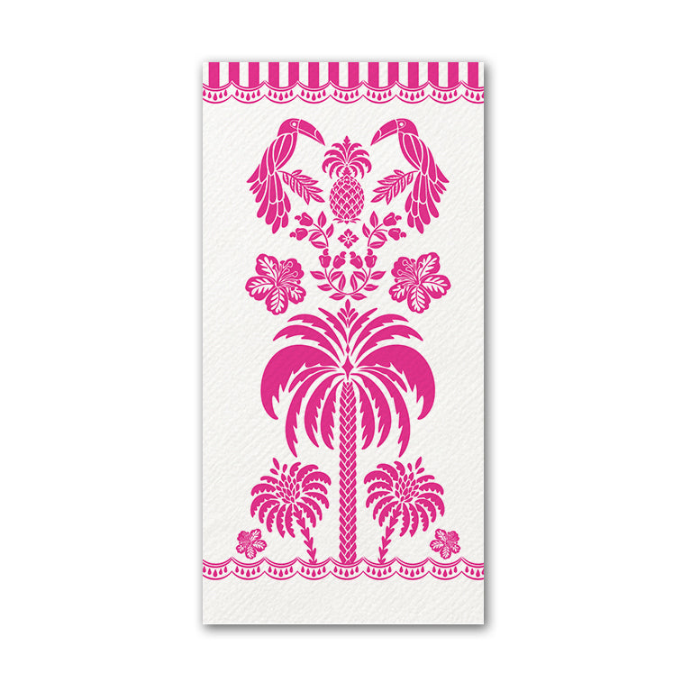 Disposable Slim Luxury Napkins - Pink Palm & Plume