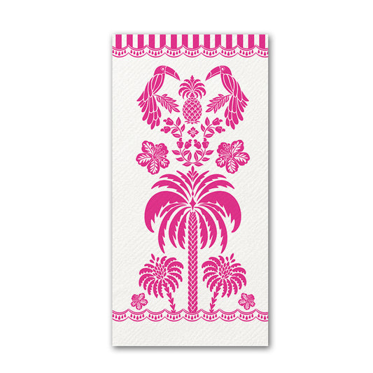 Disposable Slim Luxury Napkins - Pink Palm & Plume