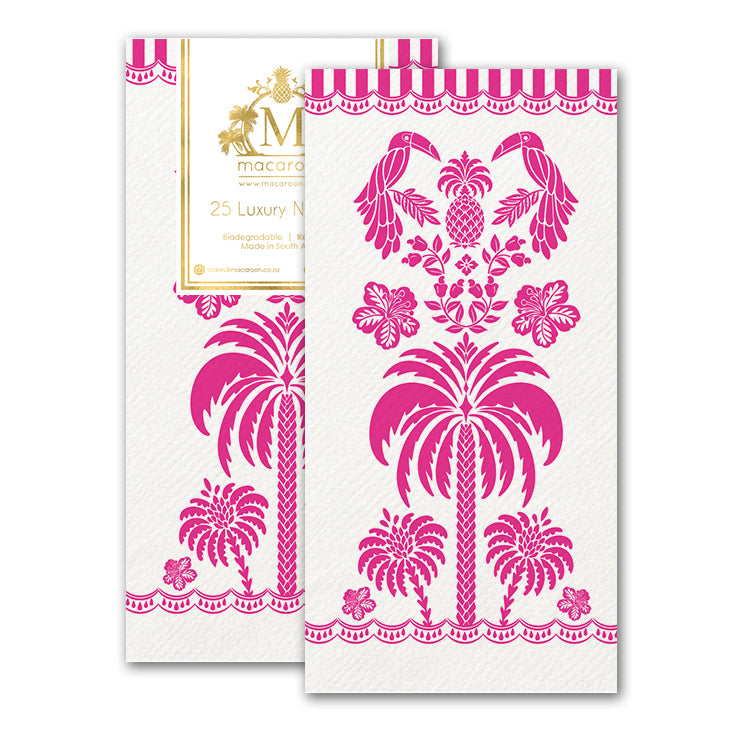 Disposable Slim Luxury Napkins - Pink Palm & Plume