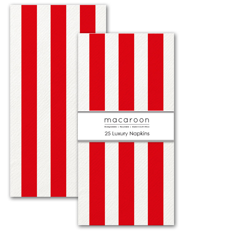 Disposable Slim Luxury Napkins - Cherry Stripe