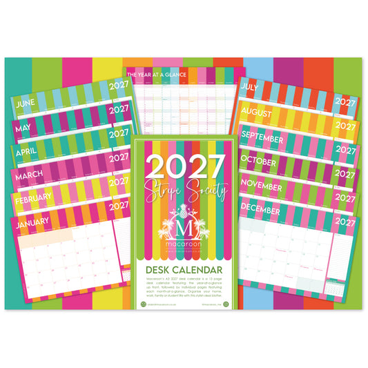 2027 Desk Calendar - Stripe Society