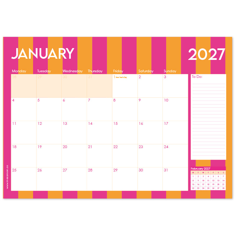 2027 Desk Calendar - Stripe Society