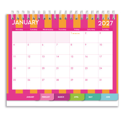 2027 Tabbed A5 Tent Calendar - Stripe Society