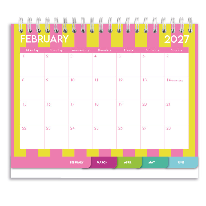 2027 Tabbed A5 Tent Calendar - Stripe Society