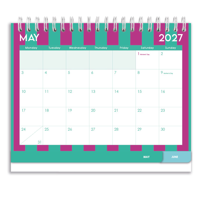 2027 Tabbed A5 Tent Calendar - Stripe Society
