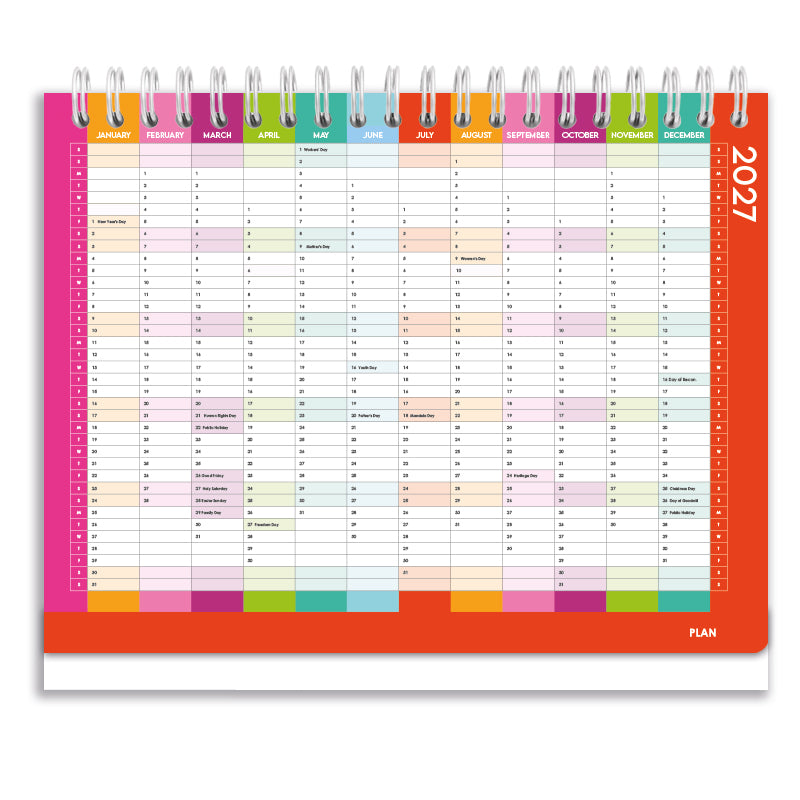 2027 Tabbed A5 Tent Calendar - Stripe Society