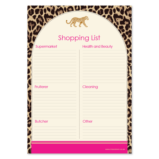 A5 Shopping List - Safari Social