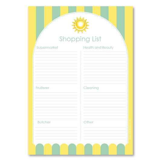 A5 Shopping List - Classic Sun
