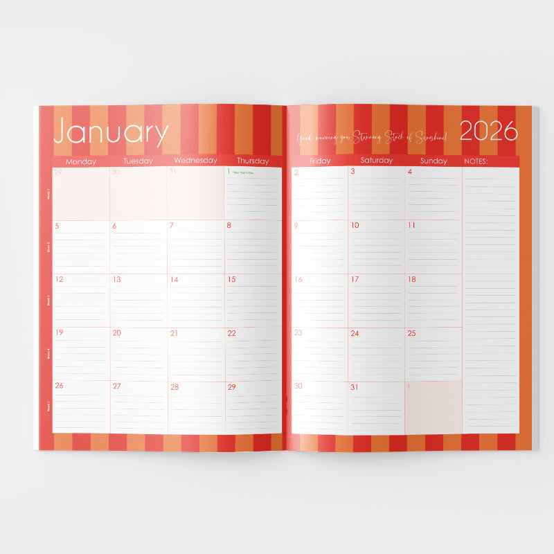 2026 A4 Planning Book - Lumo Leopard - Coral