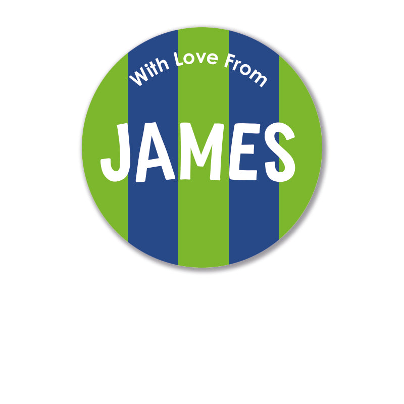 Personalised Gift Stickers - Circus Stripe - Emerald