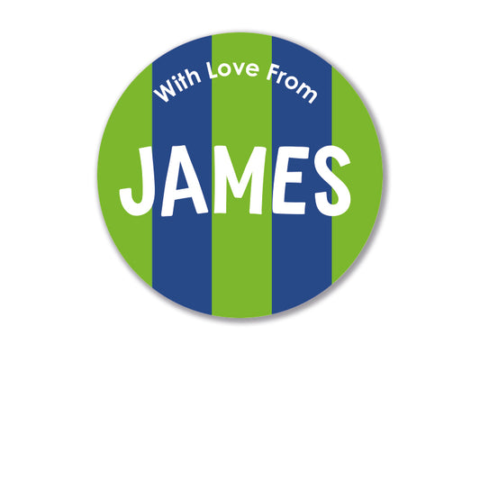 Personalised Gift Stickers - Circus Stripe - Emerald