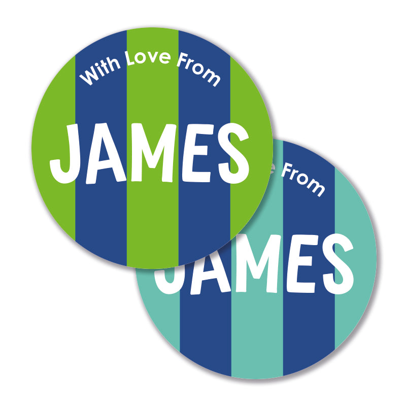 Personalised Gift Stickers - Circus Stripe - Emerald