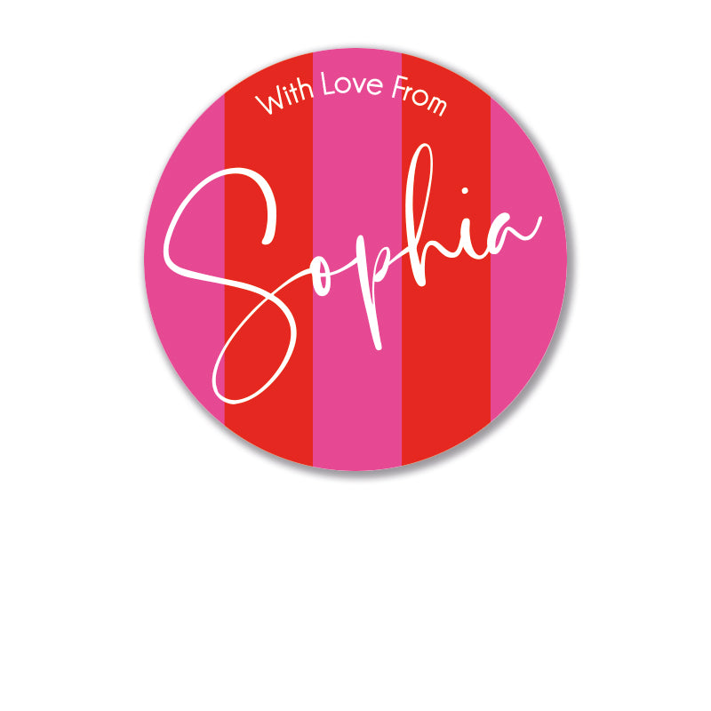 Personalised Gift Stickers - Circus Stripe - Ruby