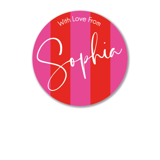Personalised Gift Stickers - Circus Stripe - Ruby