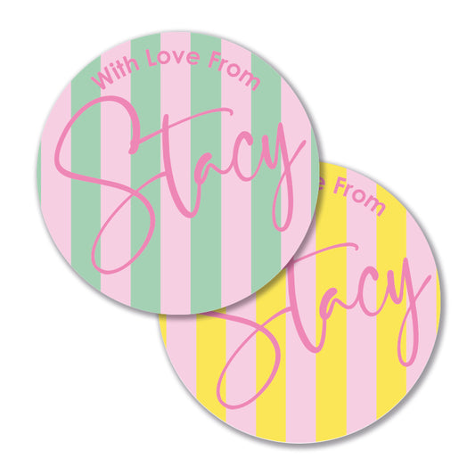 Personalised Gift Stickers - Circus Stripe - Sorbet
