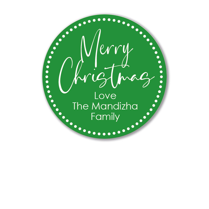Personalised Gift Stickers - Merry Christmas - Green