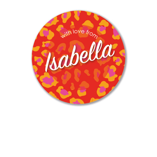 Personalised Gift Stickers - Lumo Leopard - Coral