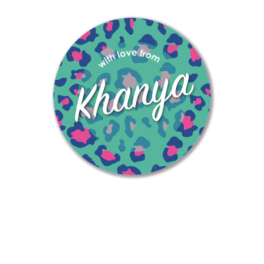 Personalised Gift Stickers - Lumo Leopard - Sapphire