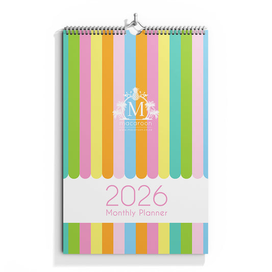 2026 A3 Monthly Wall Planner - Sorbet Stripe