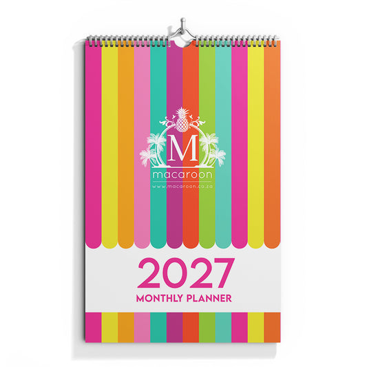 2027 A3 Monthly Wall Planner - Stripe Society