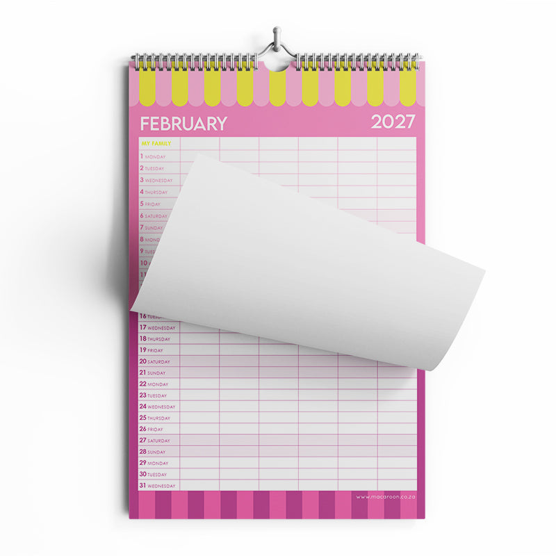 2027 A3 Monthly Wall Planner - Stripe Society