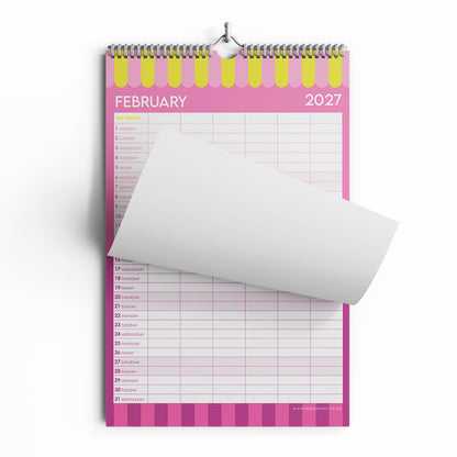 2027 A3 Monthly Wall Planner - Stripe Society