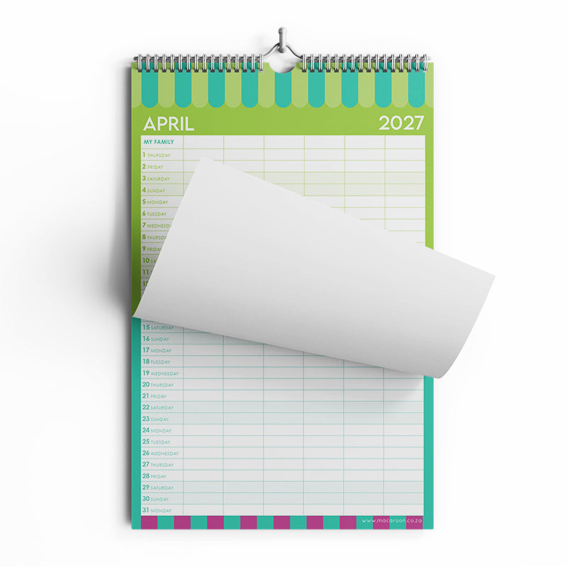 2027 A3 Monthly Wall Planner - Stripe Society