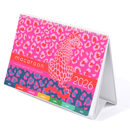 2026 Tabbed A5 Tent Calendar - Lumo Leopard