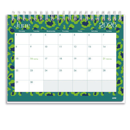 2026 Tabbed A5 Tent Calendar - Lumo Leopard