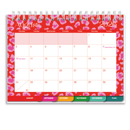 2026 Tabbed A5 Tent Calendar - Lumo Leopard