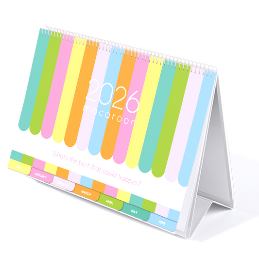 2026 Tabbed A5 Tent Calendar - Sorbet Stripe
