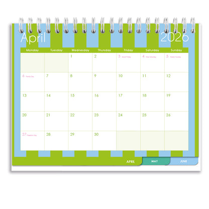 2026 Tabbed A5 Tent Calendar - Sorbet Stripe