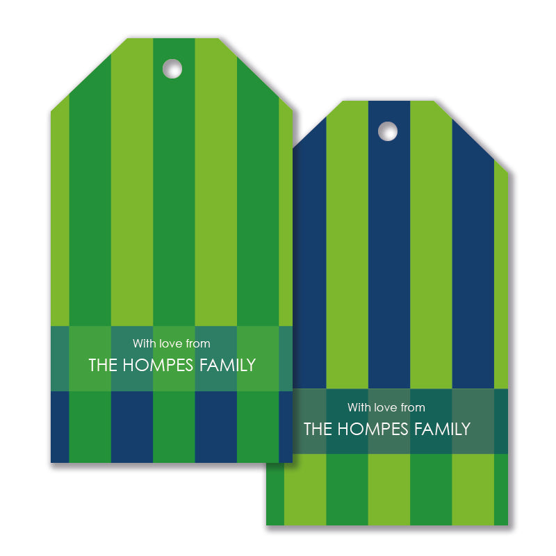 Personalised Gift Tag Set - Circus Stripe - Emerald