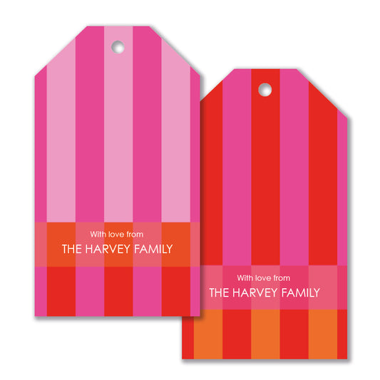 Personalised Gift Tag Set - Circus Stripe Ruby